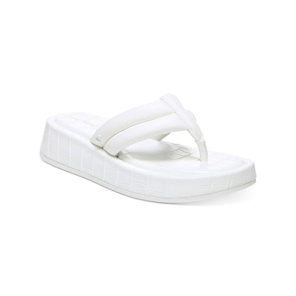 CIRCUS BY SAM EDELMAN Womens White Laina Wedge Flip Flop Sandal 6 M
